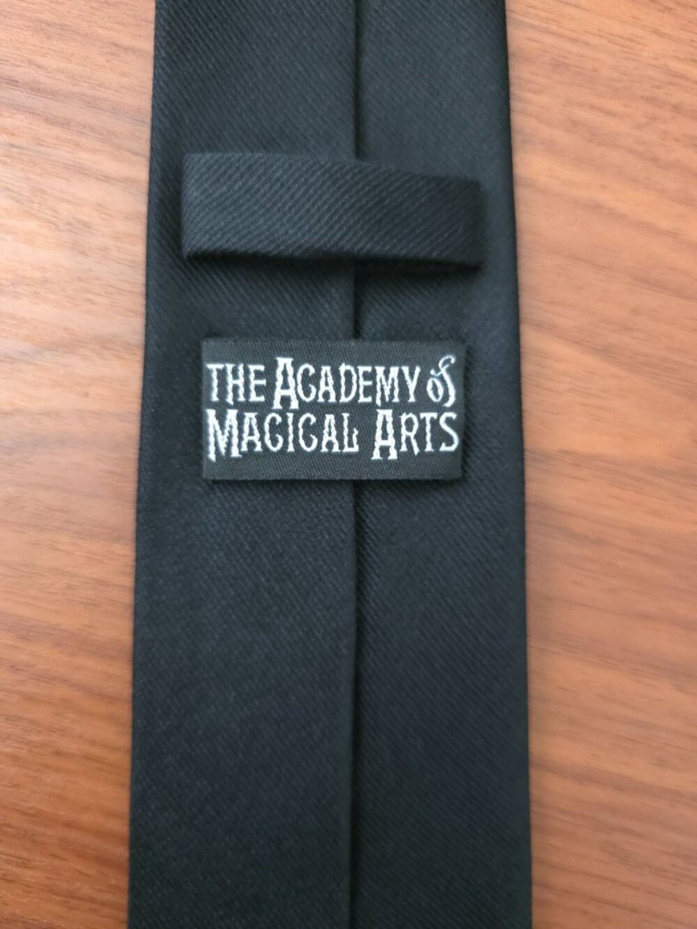 The Academy Of Magical Arts MAGIC CASTLE Handmade Black Silk Tie w/ Owl Design - Picture 3 of 6